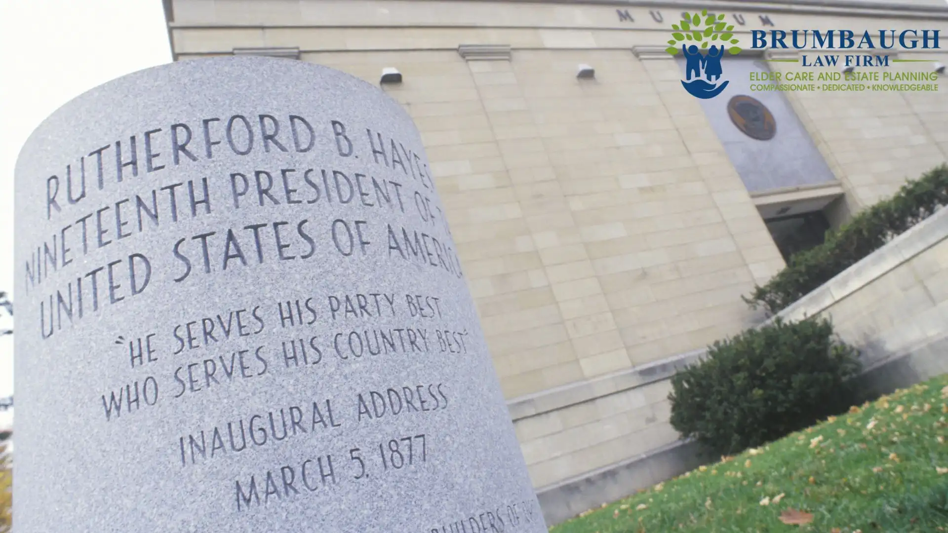 Outside view of the President Rutherford B Hayes Presidential Library which is located in Fremont, Ohio, where a larger elder community often need estate planning services