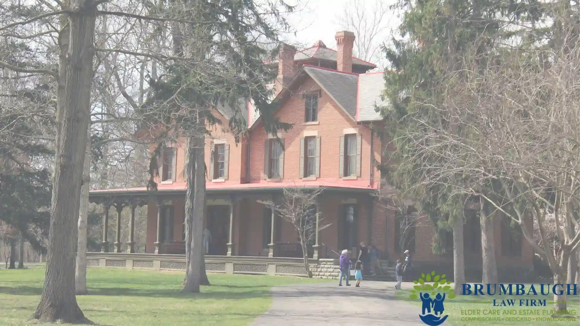 Fremont OH: USA: Mar 30, 2021 – Visitors approach Spiegel Grove, historic home of Rutherford B Hayes and wife Lucy Hayes on 25 acres. Hayes Library and Museum. 19th USA president 1877-1881.