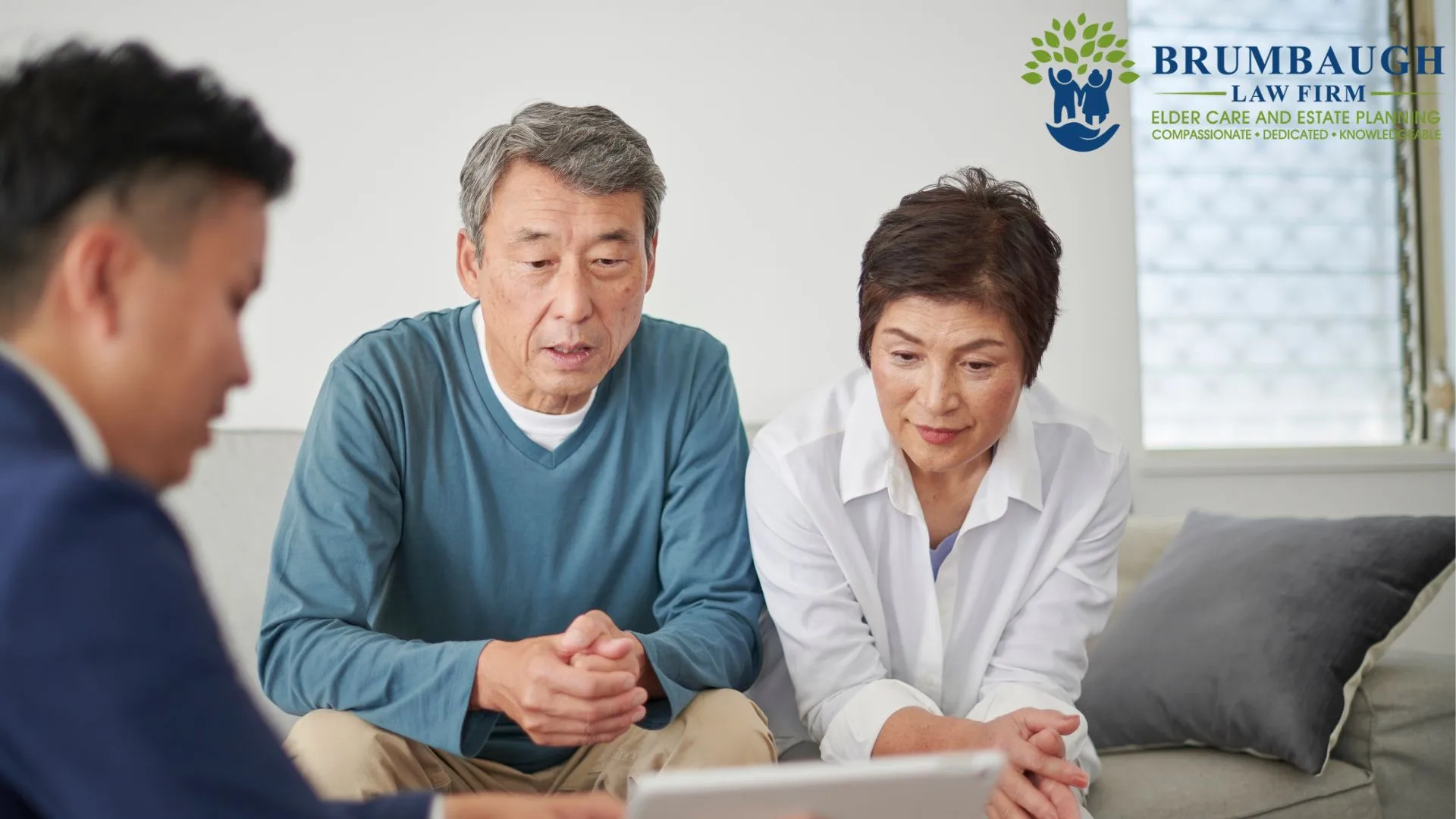 elderly couple talking about non probate transfers with an ohio estate planning lawyer