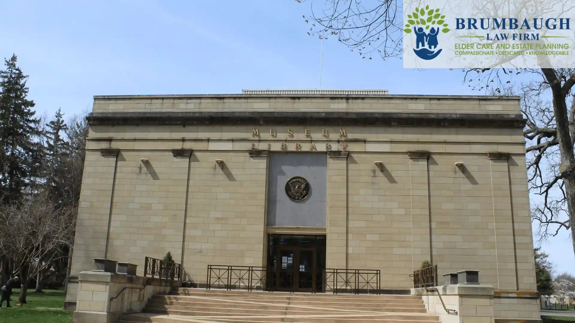 Fremont OH: USA: Mar 30, 2021-Exterior of Rutherford B Hayes Presidential Library and Museums, where a large elder community needs estate planning services