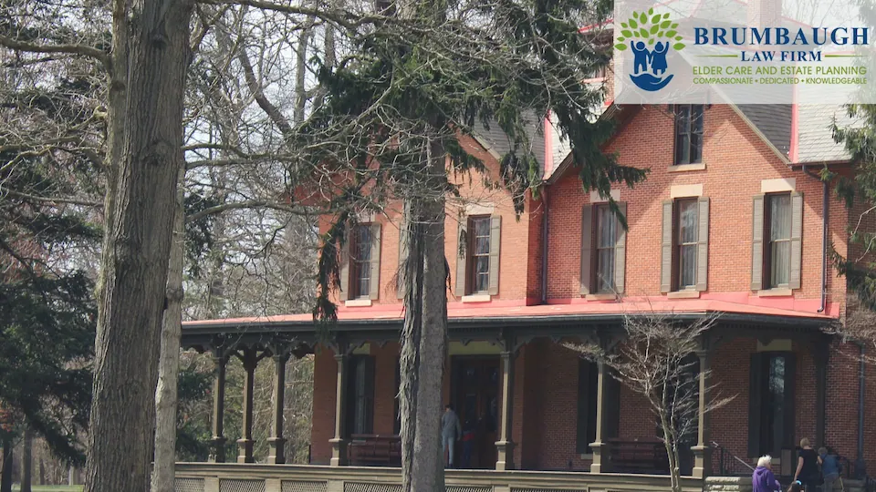 Fremont OH: USA: Mar 30, 2021 – Visitors approach Spiegel Grove, historic home of Rutherford B Hayes and wife Lucy Hayes on 25 acres. Hayes Library and Museum. 19th USA president 1877-1881. Local residents often need trust and will services.